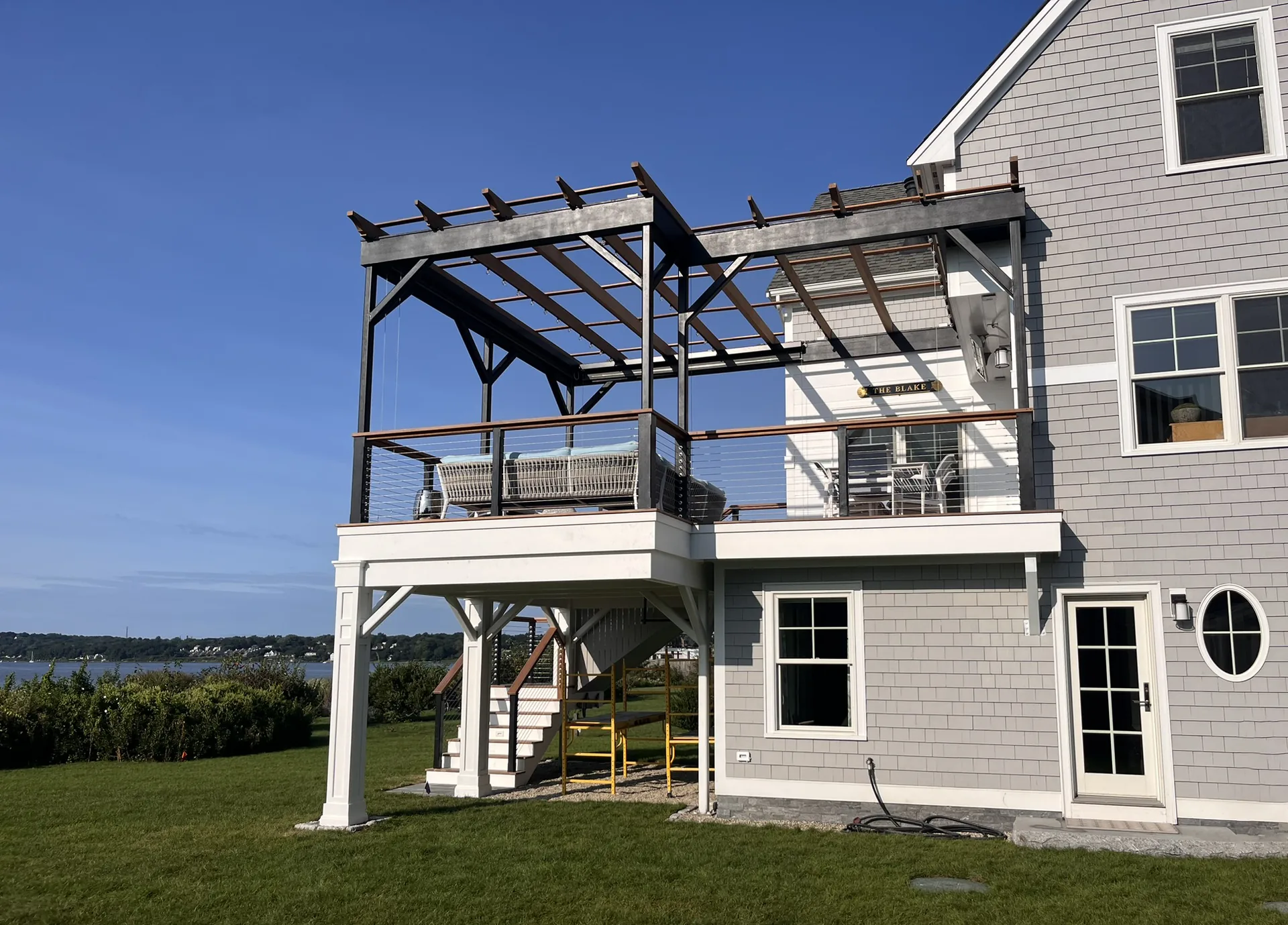 Multi-level deck framing and structure during construction