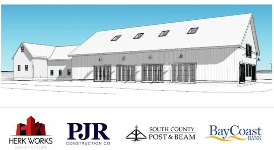 Line-art rear elevation of the new Ragged Island Brewing event barn